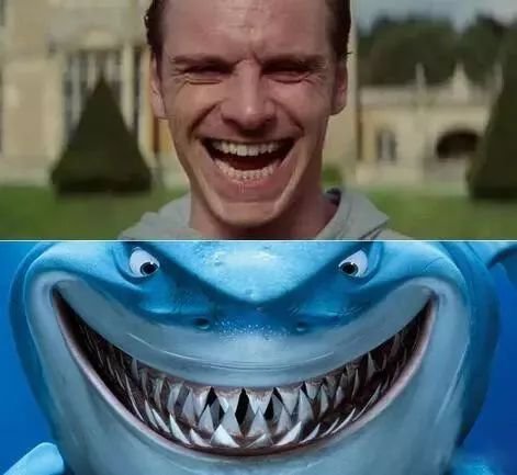 michael fassbender 笑容的狰狞程度可以媲美鲨鱼,于是就有了 " 法鲨